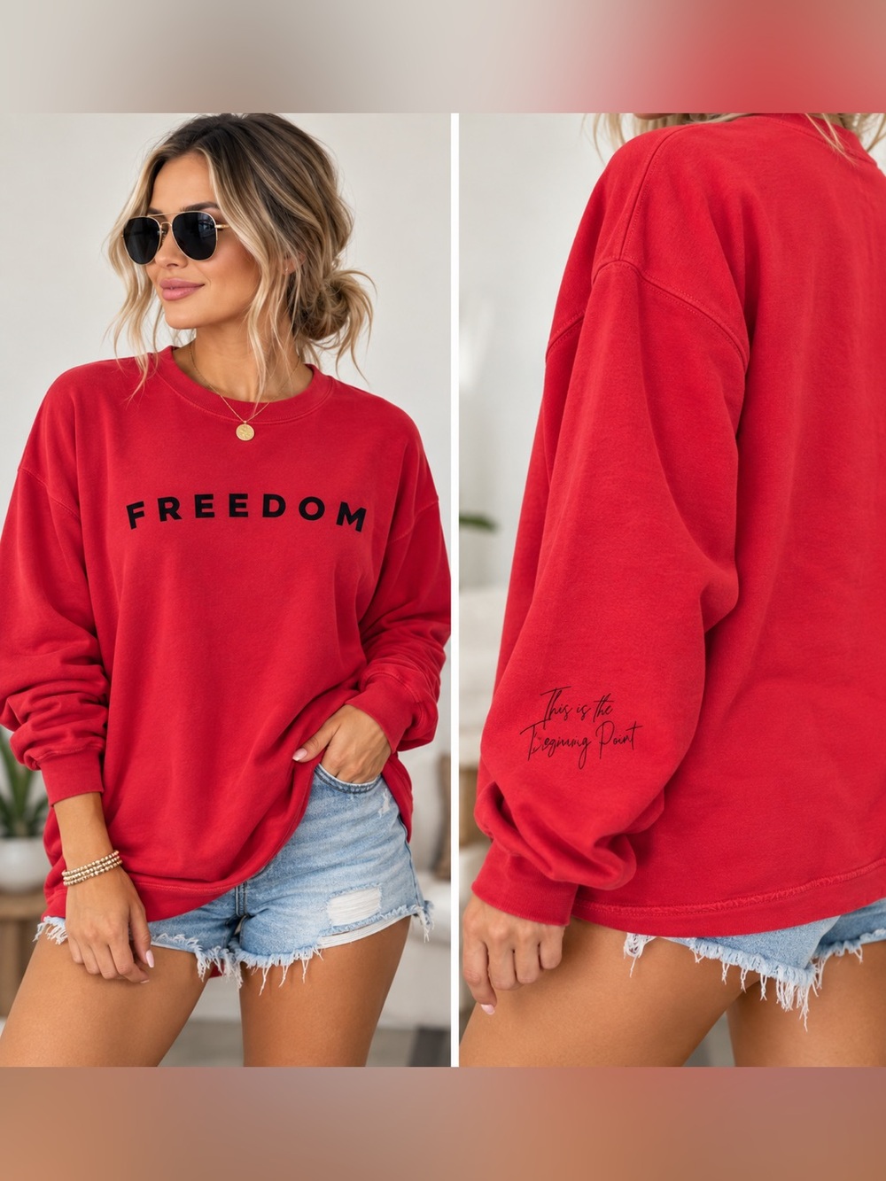 Freedom Red sweatshirt Charlie Kirk Large NEW